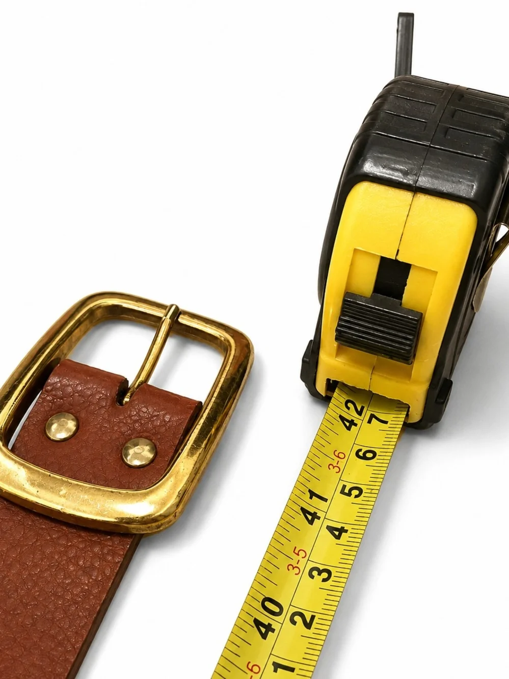 Studded Brown Leather Men's Belt with Gold Buckle